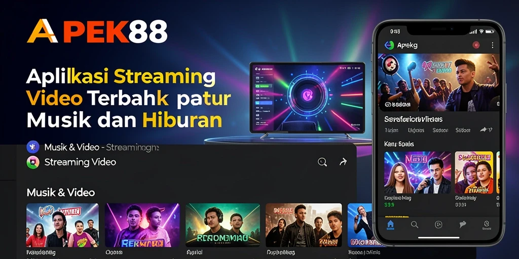 Tampilan antarmuka APEK88 saat streaming video musik.