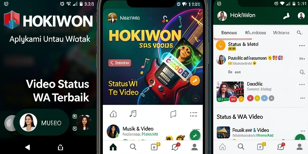 Tampilan antarmuka HOKIWON untuk video status WA.