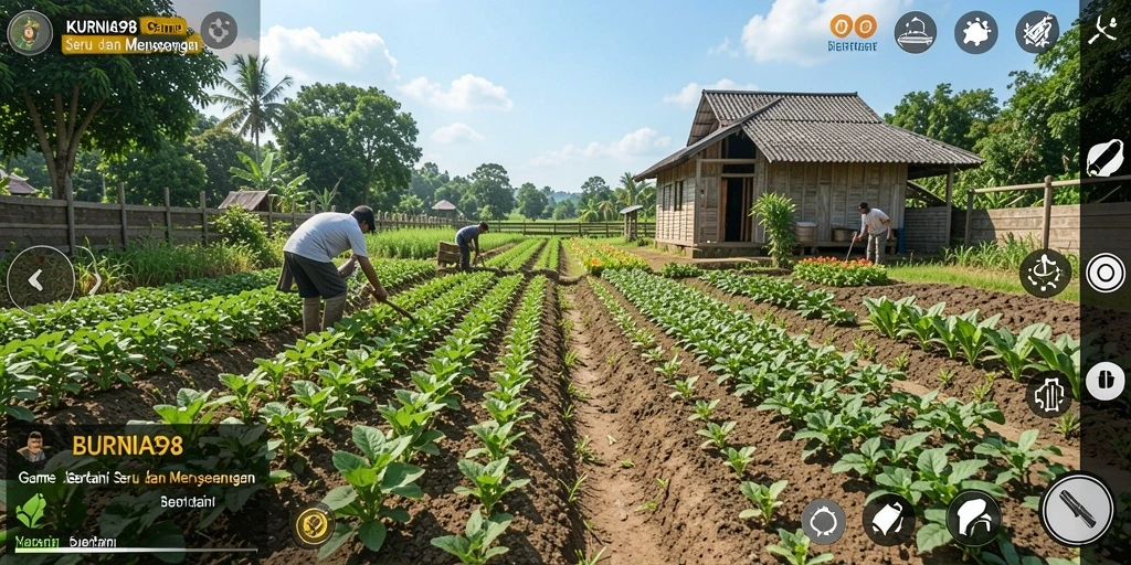 Antarmuka KURNIA898 yang menarik dengan berbagai pilihan tanaman.