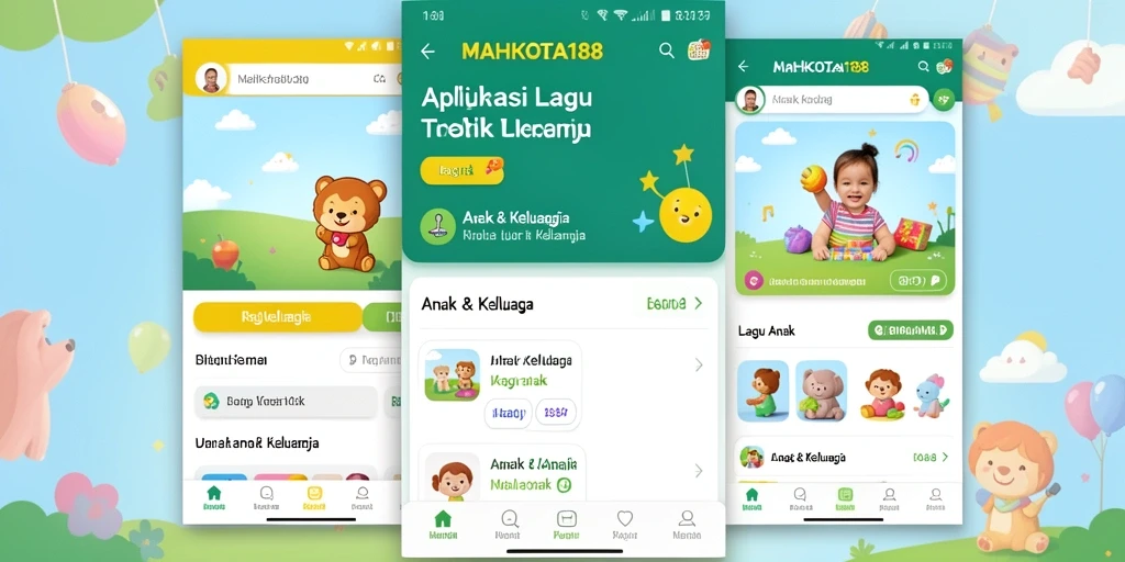 Tampilan antarmuka aplikasi MAHKOTA188 dengan berbagai lagu anak.