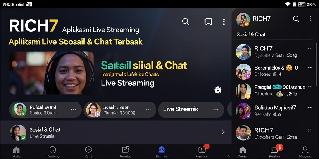 Tampilan antarmuka RICH7 yang menarik untuk Live Streaming.