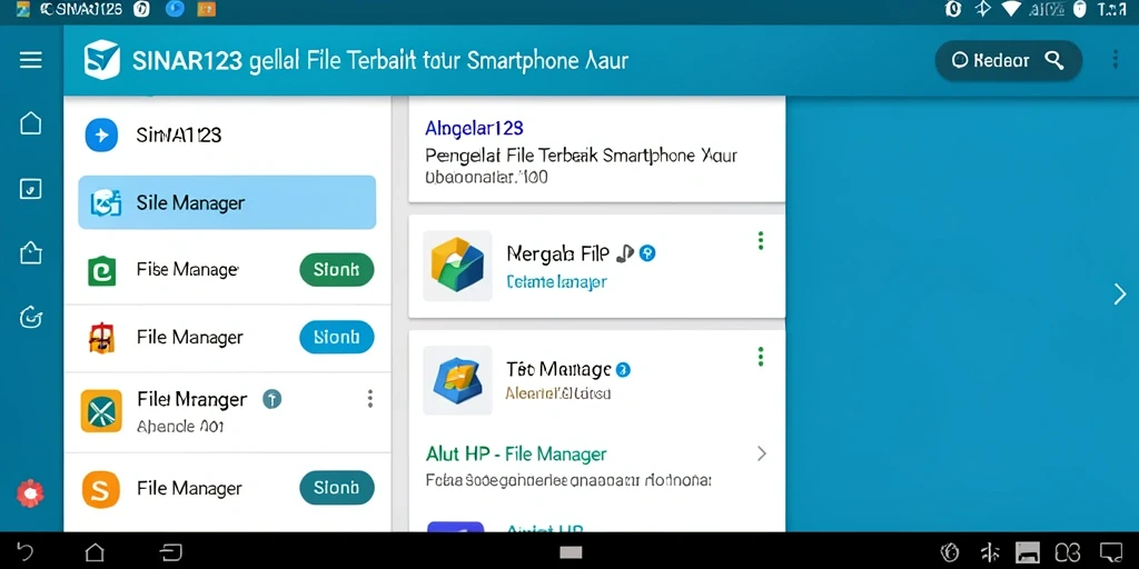 Antarmuka aplikasi File Manager SINAR123 yang intuitif dan fungsional.